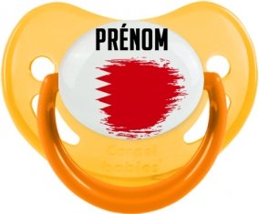 Drapeau effet pinceau Bahreïn avec prénom Sucette Physiologique Jaune phosphorescente