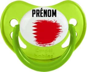 Drapeau effet pinceau Bahreïn avec prénom Sucette Physiologique Vert phosphorescente