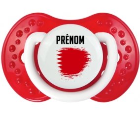 Drapeau effet pinceau Bahreïn avec prénom Sucette LOVI Dynamic Blanc-rouge classique