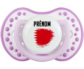 Drapeau effet pinceau Bahreïn avec prénom Sucette LOVI Dynamic Blanc-mauve classique