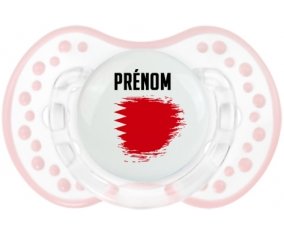 Drapeau effet pinceau Bahreïn avec prénom Sucette LOVI Dynamic Retro-blanc-rose-tendre classique