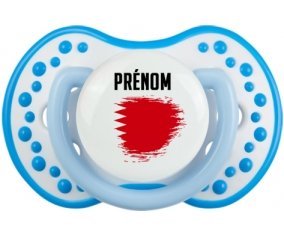 Drapeau effet pinceau Bahreïn avec prénom Sucette LOVI Dynamic Blanc-bleu phosphorescente