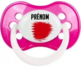 Drapeau effet pinceau Bahreïn avec prénom Sucette Anatomique Rose foncé classique