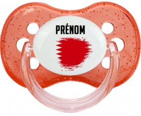 Drapeau effet pinceau Bahreïn avec prénom Tétine Cerise Rouge à paillette