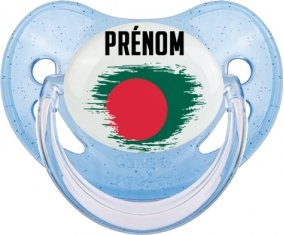 Drapeau effet pinceau Bangladesh avec prénom Tétine Physiologique Bleue à paillette