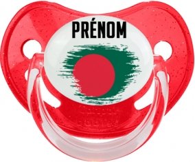 Drapeau effet pinceau Bangladesh avec prénom Tétine Physiologique Rouge à paillette