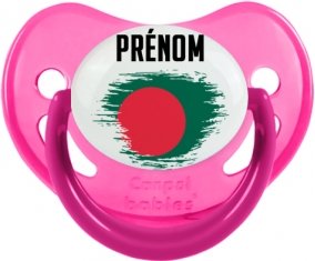 Drapeau effet pinceau Bangladesh avec prénom Tétine Physiologique Rose phosphorescente