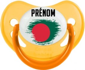 Drapeau effet pinceau Bangladesh avec prénom Tétine Physiologique Jaune phosphorescente