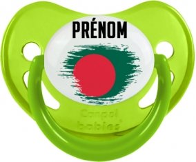 Drapeau effet pinceau Bangladesh avec prénom Tétine Physiologique Vert phosphorescente
