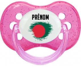 Drapeau effet pinceau Bangladesh avec prénom Sucete Cerise Rose à paillette