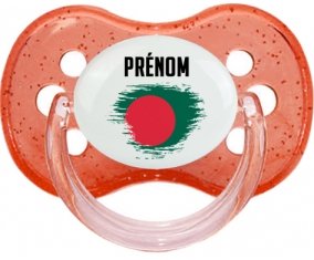 Drapeau effet pinceau Bangladesh avec prénom Sucete Cerise Rouge à paillette