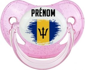 Drapeau effet pinceau Barbade avec prénom Sucete Physiologique Rose à paillette