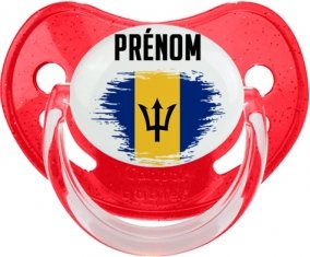 Drapeau effet pinceau Barbade avec prénom Sucete Physiologique Rouge à paillette