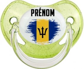 Drapeau effet pinceau Barbade avec prénom Sucete Physiologique Vert à paillette