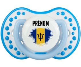 Drapeau effet pinceau Barbade avec prénom Tétine LOVI Dynamic Blanc-bleu phosphorescente