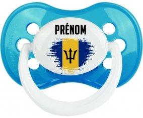 Drapeau effet pinceau Barbade avec prénom Sucette Anatomique Cyan classique