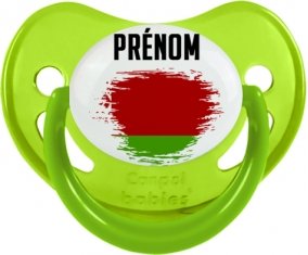 Drapeau effet pinceau Biélorussie avec prénom Sucette Physiologique Vert phosphorescente