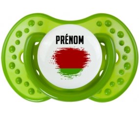 Drapeau effet pinceau Biélorussie avec prénom : Sucette LOVI Dynamic personnalisée