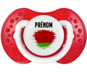 Drapeau effet pinceau Biélorussie avec prénom Sucette LOVI Dynamic Blanc-rouge classique