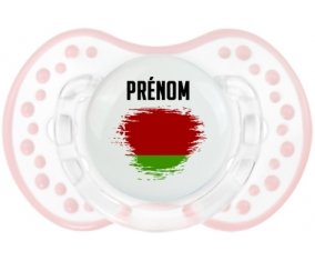 Drapeau effet pinceau Biélorussie avec prénom Sucette LOVI Dynamic Retro-blanc-rose-tendre classique