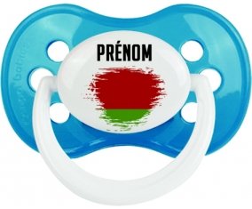 Drapeau effet pinceau Biélorussie avec prénom Tétine Anatomique Cyan classique