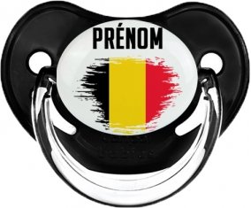 Drapeau effet pinceau Belgique avec prénom Sucette Physiologique Noir classique