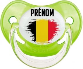 Drapeau effet pinceau Belgique avec prénom Sucette Physiologique Vert classique