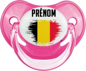 Drapeau effet pinceau Belgique avec prénom Sucette Physiologique Rose classique