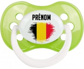 Drapeau effet pinceau Belgique avec prénom Sucette Anatomique Vert classique