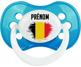 Drapeau effet pinceau Belgique avec prénom Sucette Anatomique Cyan classique