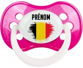 Drapeau effet pinceau Belgique avec prénom Sucette Anatomique Rose foncé classique