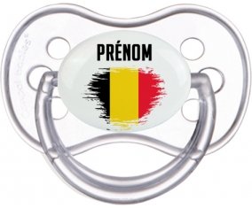 Drapeau effet pinceau Belgique avec prénom Sucette Anatomique Transparente classique