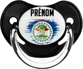 Drapeau effet pinceau Belize avec prénom Tétine Physiologique Noir classique