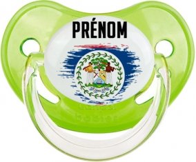Drapeau effet pinceau Belize avec prénom Tétine Physiologique Vert classique