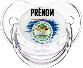 Drapeau effet pinceau Belize avec prénom Tétine Physiologique Transparent classique