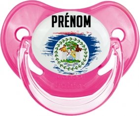 Drapeau effet pinceau Belize avec prénom Tétine Physiologique Rose classique