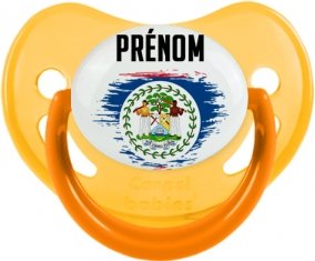 Drapeau effet pinceau Belize avec prénom Tétine Physiologique Jaune phosphorescente