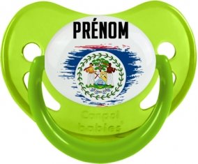 Drapeau effet pinceau Belize avec prénom Tétine Physiologique Vert phosphorescente