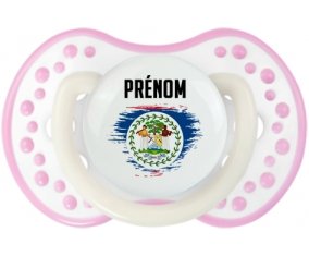 Drapeau effet pinceau Belize avec prénom Sucete LOVI Dynamic Blanc-rose phosphorescente