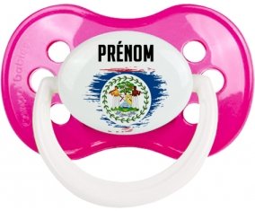 Drapeau effet pinceau Belize avec prénom Sucete Anatomique Rose foncé classique