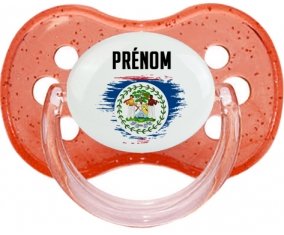 Drapeau effet pinceau Belize avec prénom Sucete Cerise Rouge à paillette