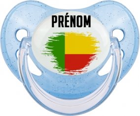 Drapeau effet pinceau Bénin avec prénom Sucete Physiologique Bleue à paillette