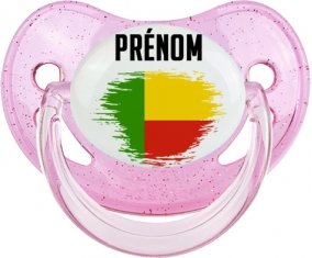 Drapeau effet pinceau Bénin avec prénom Sucete Physiologique Rose à paillette