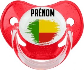 Drapeau effet pinceau Bénin avec prénom Sucete Physiologique Rouge à paillette