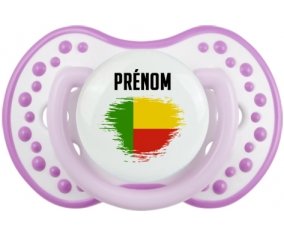 Drapeau effet pinceau Bénin avec prénom Tétine LOVI Dynamic Blanc-mauve classique