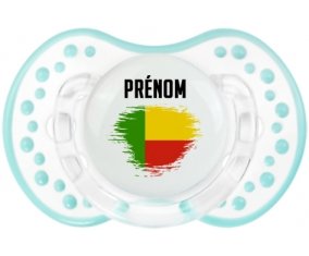 Drapeau effet pinceau Bénin avec prénom Tétine LOVI Dynamic Retro-blanc-lagon classique
