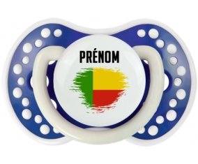 Drapeau effet pinceau Bénin avec prénom Tétine LOVI Dynamic Bleu-marine phosphorescente