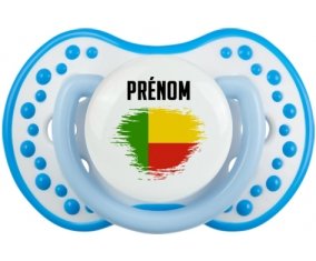 Drapeau effet pinceau Bénin avec prénom Tétine LOVI Dynamic Blanc-bleu phosphorescente
