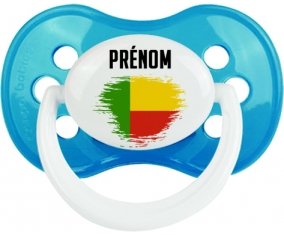Drapeau effet pinceau Bénin avec prénom Sucette Anatomique Cyan classique