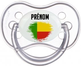 Drapeau effet pinceau Bénin avec prénom Sucette Anatomique Transparente classique